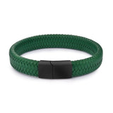 Jiayiqi Punk Men Jewelry Black/Brown Braided Leather Bracelet Stainless Steel Magnetic Clasp Fashion Bangles Gift 18.5/22/20.5cm