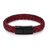 Jiayiqi Punk Men Jewelry Black/Brown Braided Leather Bracelet Stainless Steel Magnetic Clasp Fashion Bangles Gift 18.5/22/20.5cm
