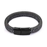 Jiayiqi Punk Men Jewelry Black/Brown Braided Leather Bracelet Stainless Steel Magnetic Clasp Fashion Bangles Gift 18.5/22/20.5cm