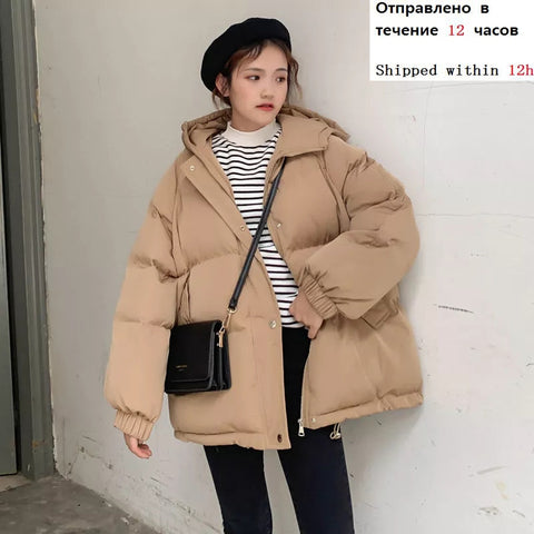New Short Winter Jacket Women Warm Hooded Down Cotton Jacket Parkas Female Casual Loose Outwear Korean Cotton-padded Winter Coat