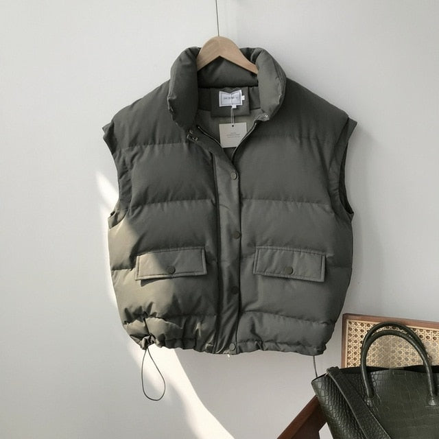 New Arrival 2020 Autumn Winter Women Vest Cotton-padded Short Waistcoat Plus Size Sleeveless Outwear Female Casual Parka Mujer