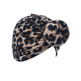 Newborn Infant Baby Girl Boy Mom Turban Hat Bows Flower Head Wrap Leopard India Hat Cotton Cap Parent-child Suit Beanie