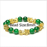 Feng Shui Black Beads Alloy Wealth Bracelet Unisex Wristband Gold Black Pixiu Wealth and Good Luck Women Men Bracelet