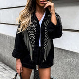 Women Overcoat Beaded Geometric 2020 Autumn Winter Long Sleeves V-Neck Vintage Ladies Outwear Overcoats  Retro Chic Female Coats