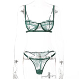 Ellolace Sexy Lingerie Underwear Set Women Lace 2 Piece Set See Through Bralette and Thong Bodycon G-String Sexy Bra Patry Set