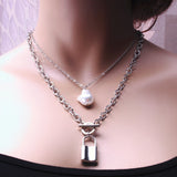 KMVEXO Fashion 2 Layers Pearls Geometric Pendants Necklaces For Women Gold Metal Snake Chain Necklace New Design Jewelry Gift
