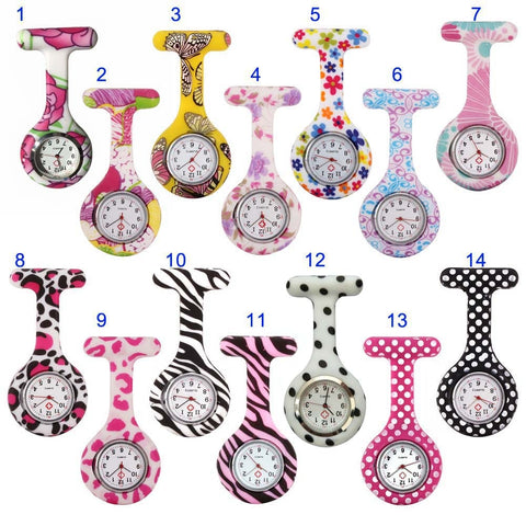 Newly Nurse Watches Printed Style Clip-on Fob Brooch Pendant Pocket Hanging Doctor Nurses Medical Quartz Watch FIF66