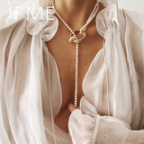 IF ME Vintage Multi Layered Necklace For Women Bohemian Coin Star Moon Geometric Chain Round Pendant Necklace Collar Jewelry New