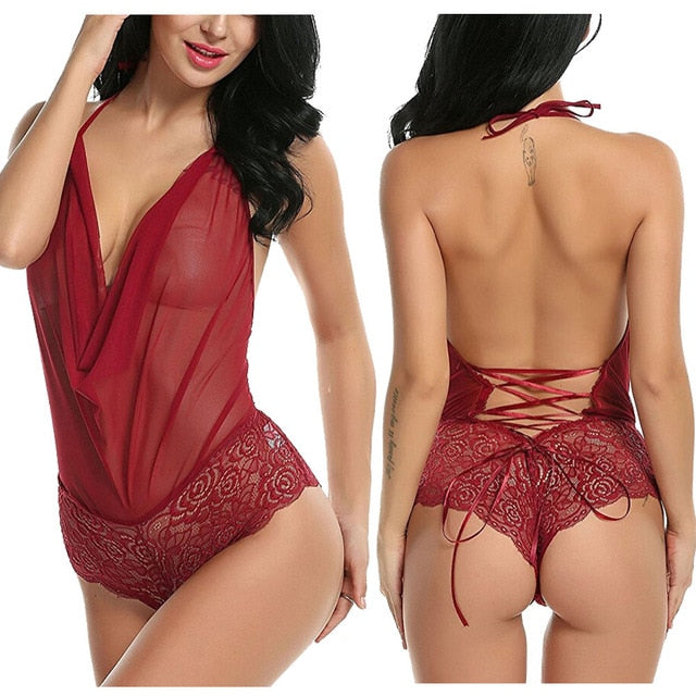 Women Sexy  Nightwear Underwear G String Lace Sling Sleepwear Teddies Bodysuits plus size