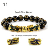 Unisex Obsidian Stone Beads Bracelets Chinese FengShui Pixiu Color Changing Wristband Wealth Good Luck Bracelet Men Women Chain