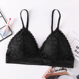 Gumprun French Style Bralette Seamless Deep V Lace Bras for Women Wireless Push Up Bra Thin Soft Underwear Sexy Lingerie