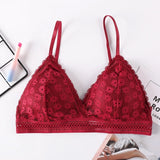 Gumprun French Style Bralette Seamless Deep V Lace Bras for Women Wireless Push Up Bra Thin Soft Underwear Sexy Lingerie