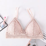 Gumprun French Style Bralette Seamless Deep V Lace Bras for Women Wireless Push Up Bra Thin Soft Underwear Sexy Lingerie