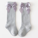 Baby Infants Kids Toddlers Girls Boys Knee High Socks Tights Leg Warmer Ribbon Bow Solid Cotton Stretch Cute Lovely 0-3Y