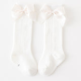 Baby Infants Kids Toddlers Girls Boys Knee High Socks Tights Leg Warmer Ribbon Bow Solid Cotton Stretch Cute Lovely 0-3Y