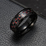 2020 Titanium Steel Black Carbon Fiber Rings Fashion Red Blue Ring Anel Masculino Mens Cool Jewelry