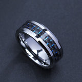 2020 Titanium Steel Black Carbon Fiber Rings Fashion Red Blue Ring Anel Masculino Mens Cool Jewelry