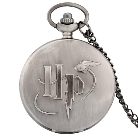 Retro Black/Gray HP Design Snitch Ball Quartz Pocket Watch Necklace Chain harried Pendant Pocket Watch Clock Gifts for Men Women
