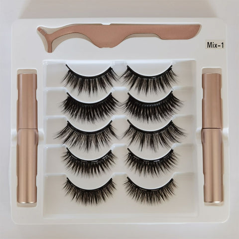 New 5 Pairs maquillaje False Eyelashes & Tweezer Set maquiagem natural lashes makeup faux cils double liquid eyelash eyeliner