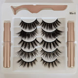 New 5 Pairs maquillaje False Eyelashes & Tweezer Set maquiagem natural lashes makeup faux cils double liquid eyelash eyeliner