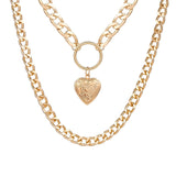 Punk Big Link Chain Necklace Choker for Women Steampunk Multi Layered Star Lock Pendant Necklace Statement Jewelry
