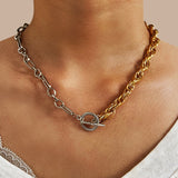 Punk Big Link Chain Necklace Choker for Women Steampunk Multi Layered Star Lock Pendant Necklace Statement Jewelry
