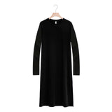 Casual Women Split Long Dress O-neck Short Sleeve Solid blue Summer Cotton T shirt Dress Sales M30465