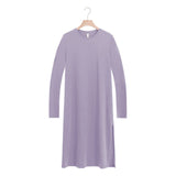 Casual Women Split Long Dress O-neck Short Sleeve Solid blue Summer Cotton T shirt Dress Sales M30465