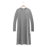 Casual Women Split Long Dress O-neck Short Sleeve Solid blue Summer Cotton T shirt Dress Sales M30465