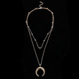 ABDOABDO 2020 Collier New Necklace Multi-layer Moon Stainless Steel Disc Tassel Pendant Female Necklace Jewelry Collar
