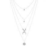 ABDOABDO 2020 Collier New Necklace Multi-layer Moon Stainless Steel Disc Tassel Pendant Female Necklace Jewelry Collar