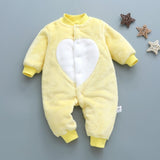 Autumn & Winter Newborn Baby Clothes Dinosaur Print Baby Boy Romper Warm Infant Baby Boy Girl Soft Fleece Jumpsuit Pajamas