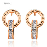 BLINLA Fashion New Stainless Steel Acrylic Crystal Stud Earrings for Women Men Jewelry Vintage Roman Numerals Small Earring 2020