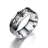 Stainless Steel Dragon Ring Red Green Carbon Fiber Black Dragon Inlay Comfort Fit For Men Wedding Band Ring Fashion jewelry