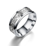 Stainless Steel Dragon Ring Red Green Carbon Fiber Black Dragon Inlay Comfort Fit For Men Wedding Band Ring Fashion jewelry