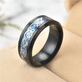 Stainless Steel Dragon Ring Red Green Carbon Fiber Black Dragon Inlay Comfort Fit For Men Wedding Band Ring Fashion jewelry