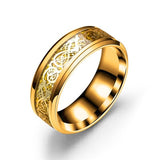 Stainless Steel Dragon Ring Red Green Carbon Fiber Black Dragon Inlay Comfort Fit For Men Wedding Band Ring Fashion jewelry