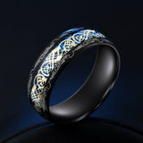 Stainless Steel Dragon Ring Red Green Carbon Fiber Black Dragon Inlay Comfort Fit For Men Wedding Band Ring Fashion jewelry