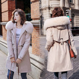 Winter Women fleece inside parkas plus size thick warm mid-Long Hooded parkas Jackets fur inside female slim padding parkas