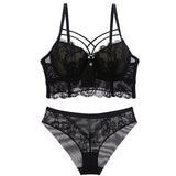 New Top Sexy Underwear Set Green Bras Cotton Brassiere Women Lingerie Set Lace Embroidery Push Up Bra Panties Sets Deep V Gather