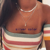 Tenande Bohemian Multi Layered Necklace for Women Vintage Portrait Coin Star Moon Pendant Necklace Geometric Collier Collares