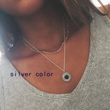 Tenande Bohemian Multi Layered Necklace for Women Vintage Portrait Coin Star Moon Pendant Necklace Geometric Collier Collares