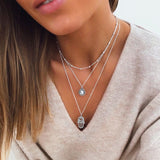 Tenande Bohemian Multi Layered Necklace for Women Vintage Portrait Coin Star Moon Pendant Necklace Geometric Collier Collares