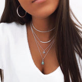 Tenande Bohemian Multi Layered Necklace for Women Vintage Portrait Coin Star Moon Pendant Necklace Geometric Collier Collares