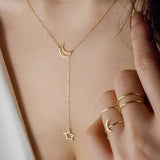 Tenande Bohemian Multi Layered Necklace for Women Vintage Portrait Coin Star Moon Pendant Necklace Geometric Collier Collares