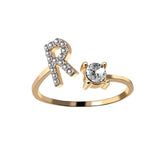 A-Z Letter Gold Color Metal Adjustable Opening Ring Initials Name Alphabet Female Creative Finger Rings Trendy Party Jewelry