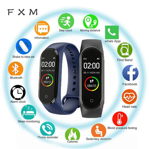 FXM M4 Men Women New Smart High Quality New Label Belt Sports Blood Pressure Heart Rate Monitor Watch Monitor Waterproof Fitness