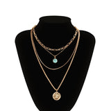 Ingemark Punk Miami Cuban Choker Necklace Colar Hip Hop Big Thick Chunky Chain Fashion Queen Coin Pendant Necklace Women Jewelry