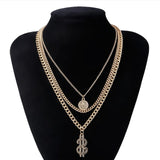 Ingemark Punk Miami Cuban Choker Necklace Colar Hip Hop Big Thick Chunky Chain Fashion Queen Coin Pendant Necklace Women Jewelry