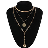 Ingemark Punk Miami Cuban Choker Necklace Colar Hip Hop Big Thick Chunky Chain Fashion Queen Coin Pendant Necklace Women Jewelry